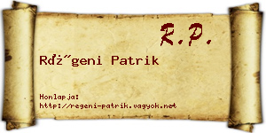 Régeni Patrik névjegykártya